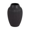 Ribbed Matte Black Ceramic Curved Vase Tabletop Decorative Flower Arrangements Elegant Home Decor Gift Idea Indoor Use