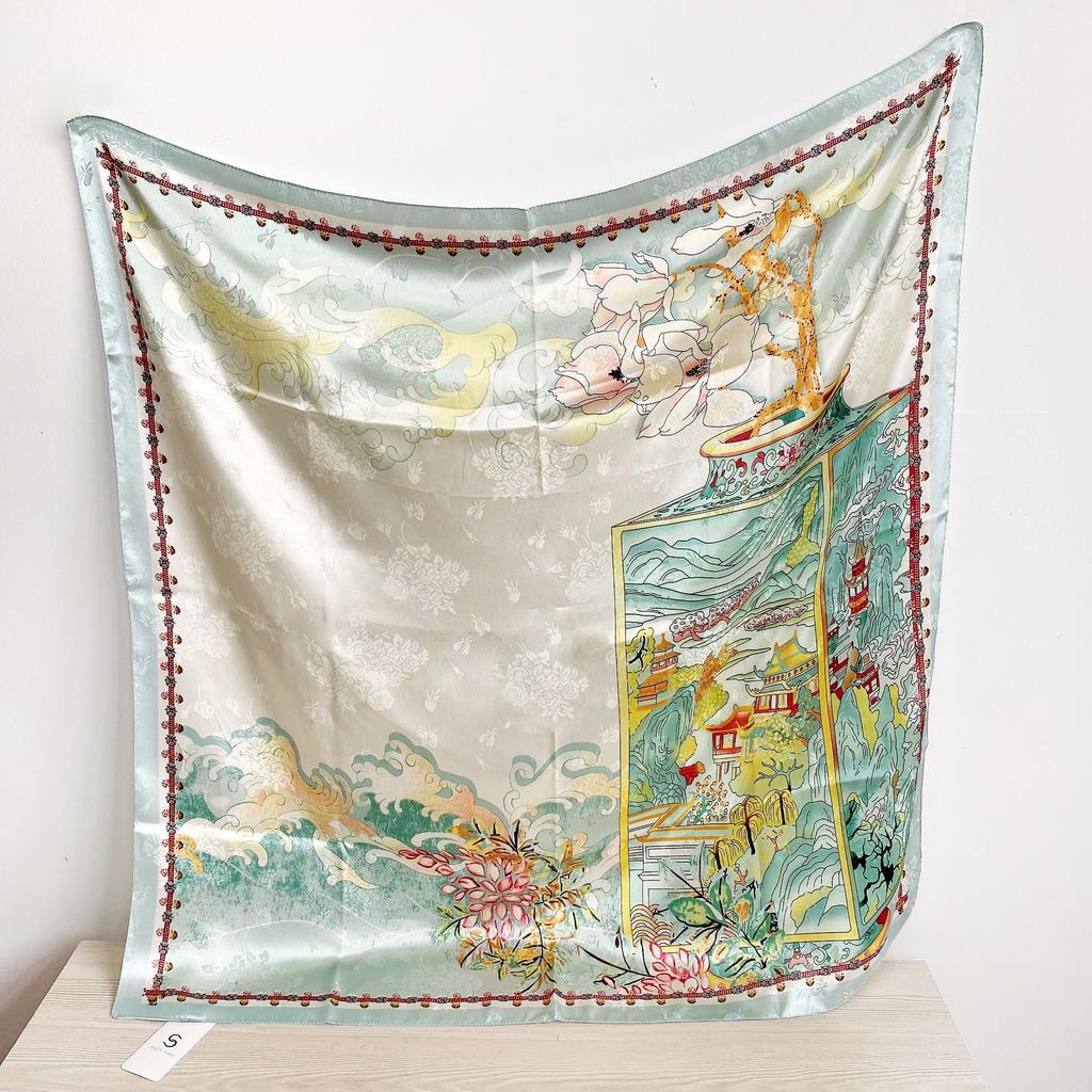 90 см квадратный большой квадратный шарф Four Seasons, роскошная декоративная рубашка, профессиональный платок, повязка на голову, солнцезащитный платок