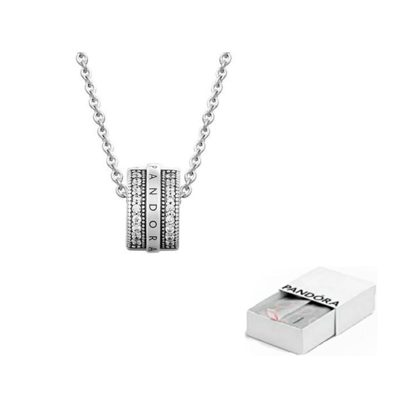 Pandora 925 Sterling Silver Synthetic Cubic Zirconia Necklaces Unisex ZT1020