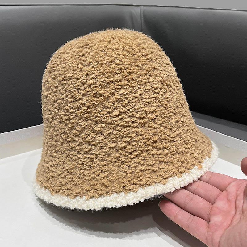 Толстая панама-купол из овечьего флиса для женщин и девочек, зимняя теплая рыбацкая шапка, однотонная ветрозащитная пушистая меховая панама