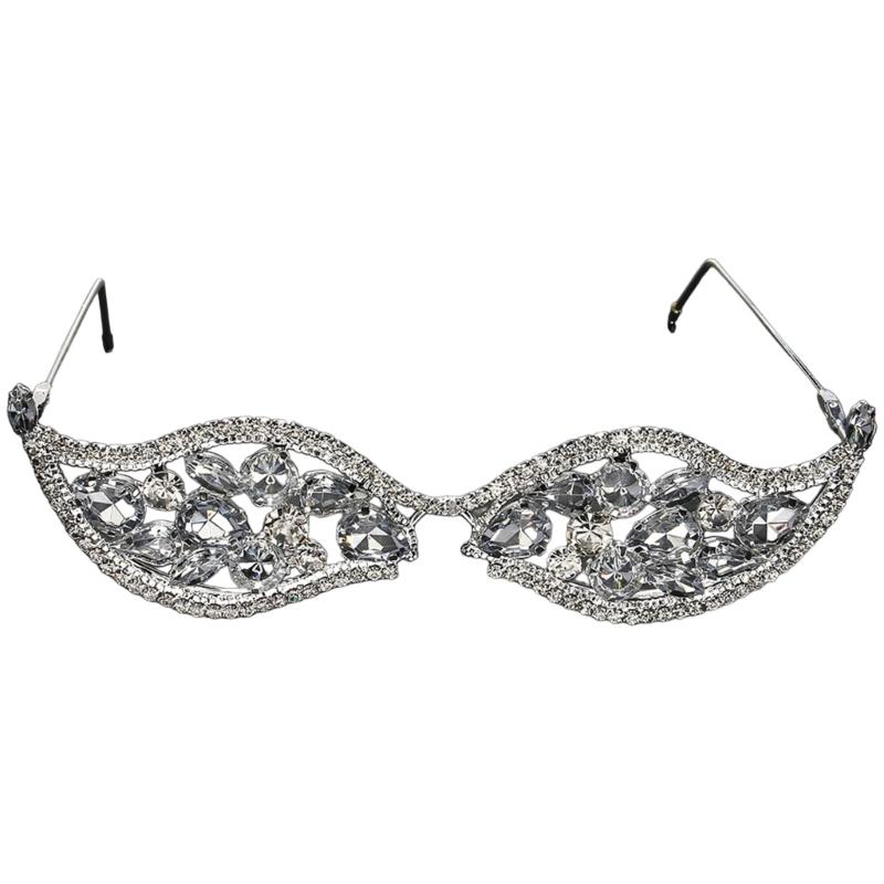 Оправа для очков со стразами без линз, блестящее украшение для лица, хрустальная оправа для очков для женщин, девочек, оправа для солнцезащитных очков