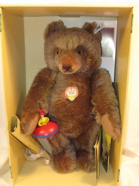 Ограниченная серия Плюшевый мишка Steiff с деревянным волчком 1996 года " Top" 41 см