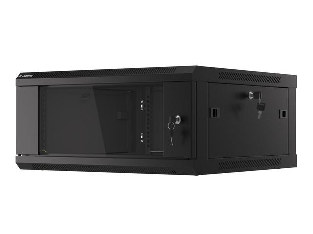 Szafa instalacyjna wisząca 19'' 4U 600X600mm czarna (drzwi szklane)