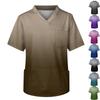 Men's Printing Short Sleeve V-neck Working Blouse Chest Pocket Carer Top