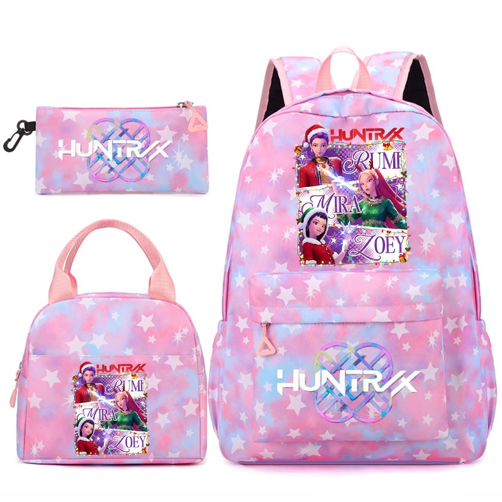 3Pcs/set Christmas Kpop Printed Backpack Handbag Pencil Case for Teenger Student Girl Boy Schoolbag Kid Bookbag Large Capacity Travel Bag Gift
