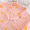 New Spring and Summer Women's Pajamas Long-sleeved Trousers Two-piece Set 100% Cotton Crepe Love Lapel Home Wear Set