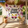Birthday Gifts Musical Instruments Celebration Banner, Polyester Backdrop for Home Decor & Party Supplies