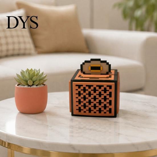 Pixel Art Decor Fidget Puzzle Cube Music Box, 3D Printed Game Toy Mechanical Box for Anxiety Relief, Small Musical Play Kids, Adults Unique