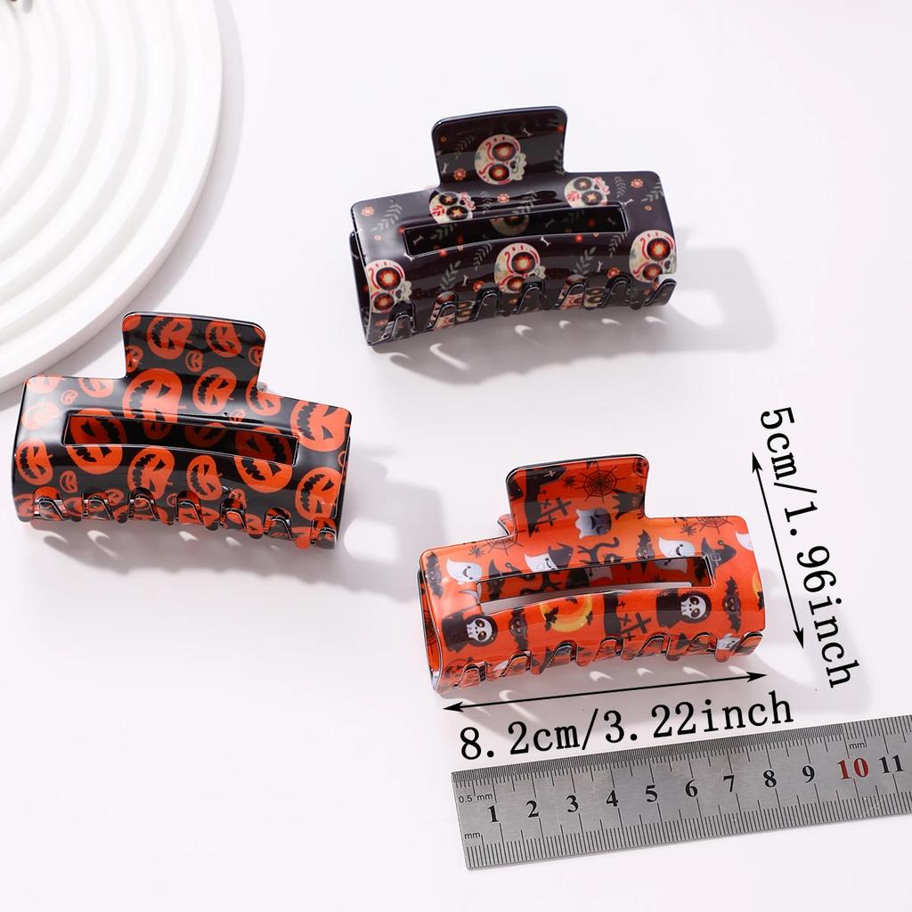 Новые Женские Принт Цветок Заколка-краб для волос Принт Заколка для волос Пластиковые Зажимы для волос Большой размер Аксессуары для волос Девушка Хэллоуин