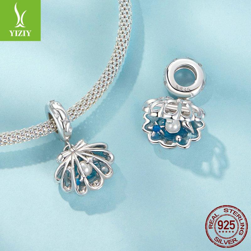 Маленькие свежие голубые ракушки, аксессуары для DIY-подвесок, романтические морские бусины, бусины для браслетов из стерлингового серебра S925