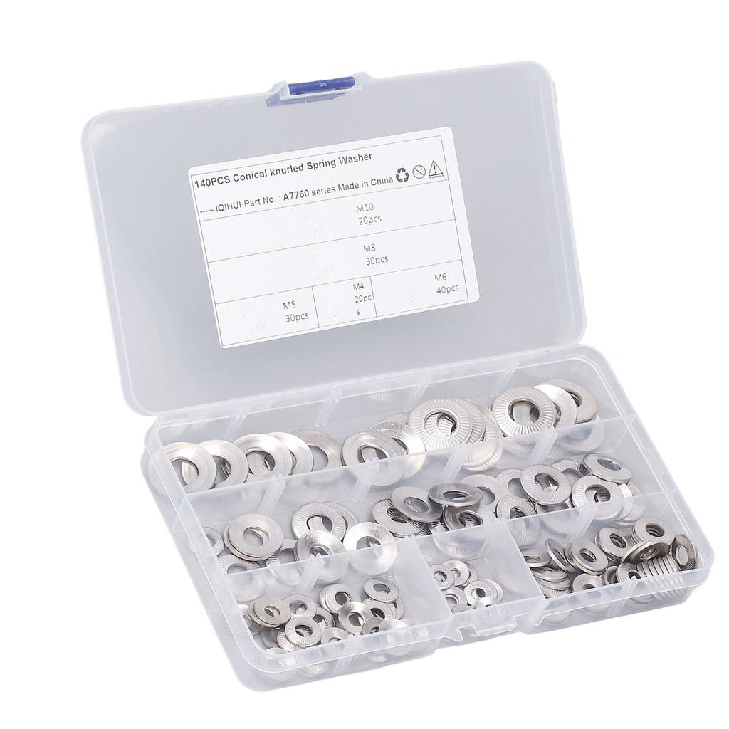 140 шт. 5 типов накатанных конических пружинных шайб из нержавеющей стали с зубчатыми краями M4 M5 M6 M8 M10