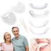 1 комплект искусственных зубов, регулируемых для мужчин, женщин, верхних и нижних, косметических зубных протезов, виниров, пятен, естественный оттенок, уверенная улыбка, временный зуб