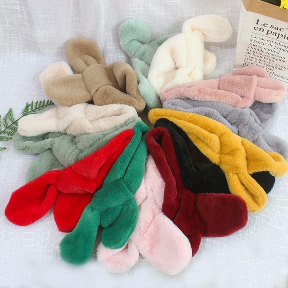 Thicken Cross Scarf Solid Color Neck Warmer Cute Neck Scarf Boys