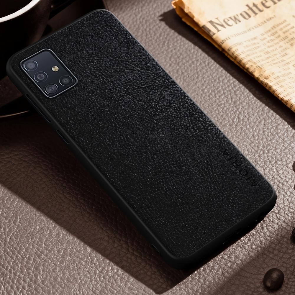 Phone Case: Luxury Case for Samsung Galaxy A71 A51 A11 5G Retro Fashion Natural Texture Solid Color Anti-fingerprints Synthetic Leather Precise