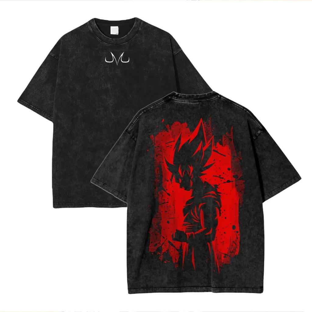 Anime Dragon Ball Cosplay Washed TShirt Cotton Short Sleeve Loose Large Casual Sports Fitness TShirt Mens Harajuku Clothing