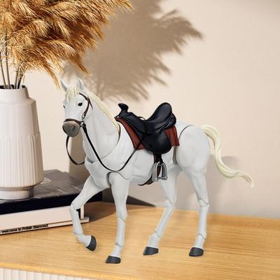 ПВХ Фигурка Лошади Подвижные Суставы Симуляция Фигурка Лошади с Седлом Миниатюрная Модель Лошади Коллекционная Игрушка Украшение Декор