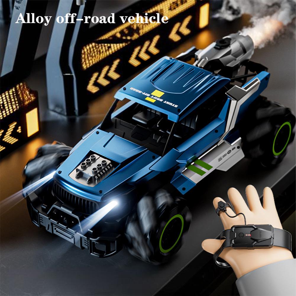 Машина на радиоуправлении 2.4G 4WD Дрифтующая RC Трюковая машина со светом, музыкой и спреем Пульт управления Внедорожник Игрушки Подарки для детей