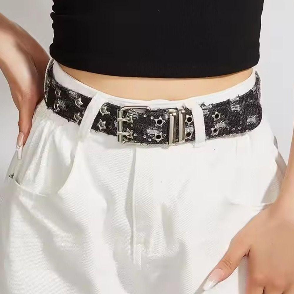 Pop Punk Denim Dopamine Style Jeans Belt Gothic Waist Belt For Men Women All-Match Coat Dress