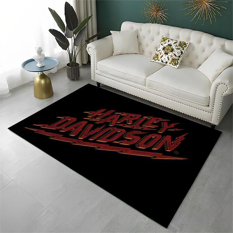 Retro H Harleys Racing Moto Non Slip Area Rug for Living Room,Bedroom,Playroom,Soft Carpet Floor Mat Home Decor Rug Kids Room