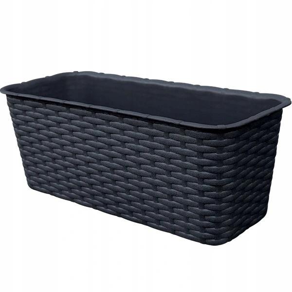 Anthracite rattan balcony box 40 cm