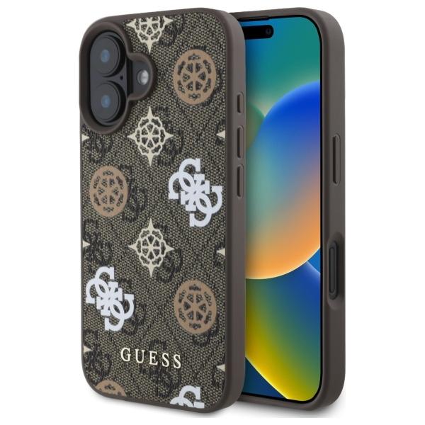 Etui do iPhone 16 Guess Hardcase Peony MagSafe Brązowy