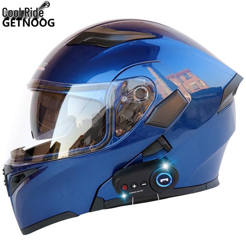 Cool Ride Treasure Bluetooth Full-Face Flip-Up Motorcycle Helmet with Dual Lens and FM Radio