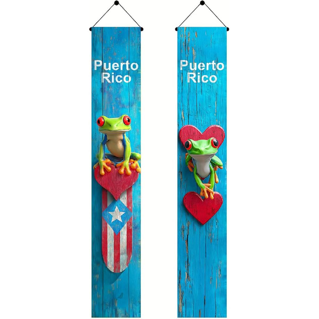 Puerto Rico Door Banner 71 x 12 Inch Vertical Hanging Sign Puerto Rican Flag Theme Decoration for Home Porch Entryway Wall Patio Garden Festival