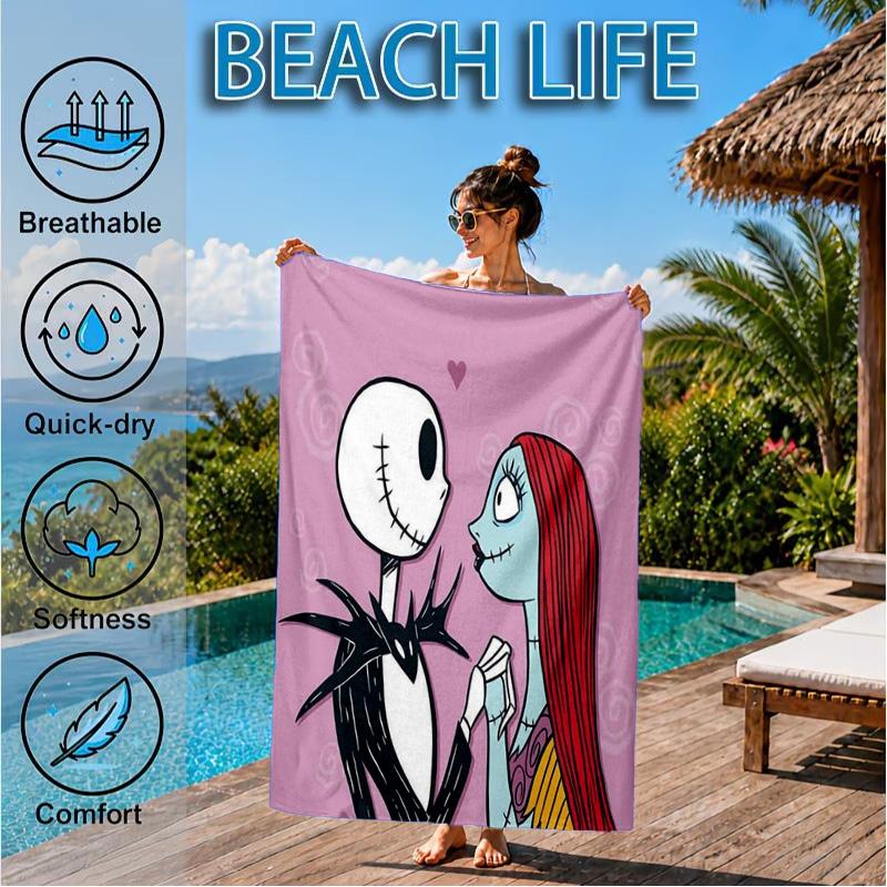 Skull Jack Artwork Printed Microfiber Beach Towel, Soft And Absorbent, Quick-Dry, Ideal for Summer Travel, Beach Essential, Swimming Pool