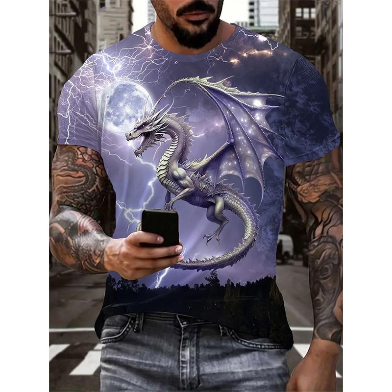Dragon Pattern 3D Print T-Shirts Men's Streetwear Hip Hop Short Sleeve T Shirt Tees Harajuku Tops Clothing Shirt