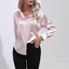 Spring Autumn Satin Blouse Imitation Silk Long Sleeve Shirt for Women's Plus Size Loose Tops