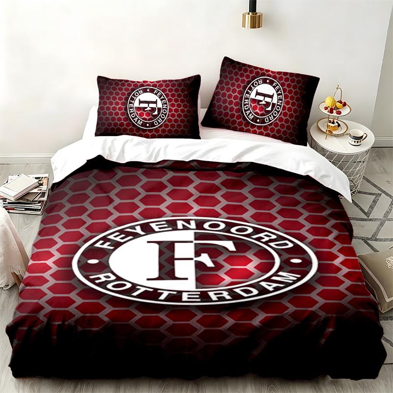 Feyenoord Rotterdam Комплект из 3 предметов Идеально подходит для спальни Удобный комплект постельного белья включает пододеяльник и две наволочки Идеальный подарок на день рождения или Рождество