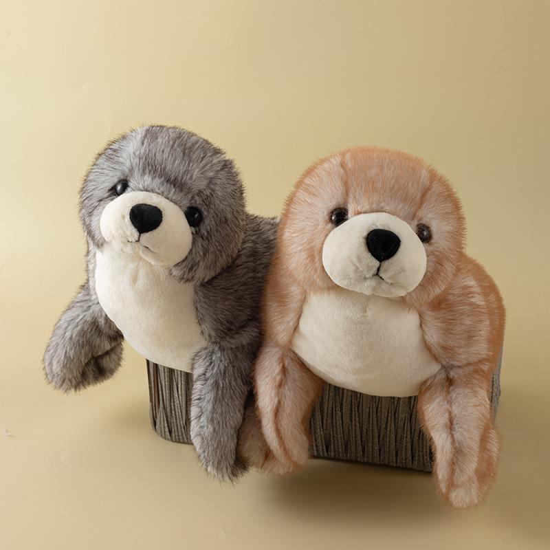 Милая реалистичная плюшевая кукла морского тюленя Бело-серая набитая игрушка-тюлень Мягкая игрушка Кавайные морские животные Плюшевые игрушки Подарок на день рождения Рождество