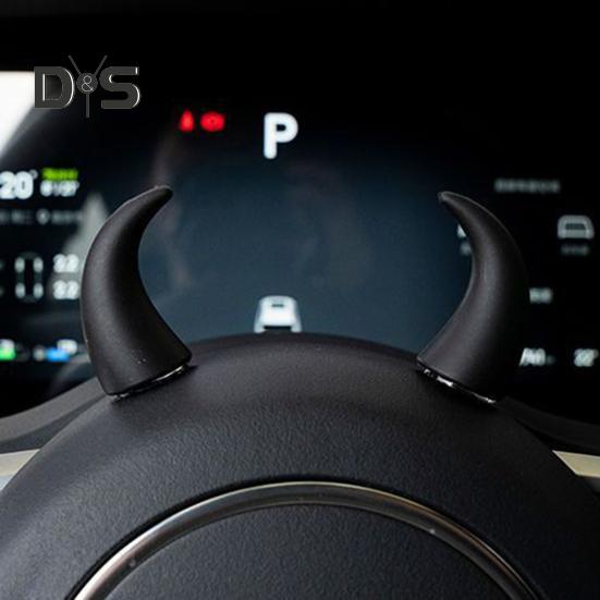 1 Pair Steering Wheel Devil Horn Sticker Small Cute Self Adhesive Auto Car Truck SUV Dashboard Air Vent Steering Wheel 3D Horn Decoration