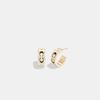 Signature Enamel Huggie Earrings Gold White