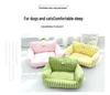 Autumn Winter Striped Pet Sofa Nest: Portable Macaron-Style for Small & Medium Dogs and Cats