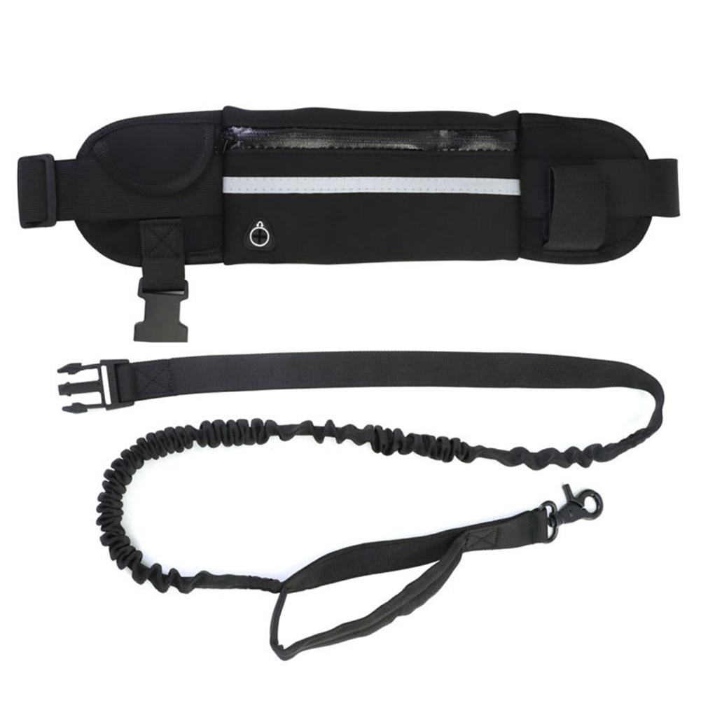 Поводок для собак Hands Free с поясной сумкой, регулируемый поясной ремень, светоотражающий выдвижной поводок для выгула собак с сумкой-молнией для пеших прогулок
