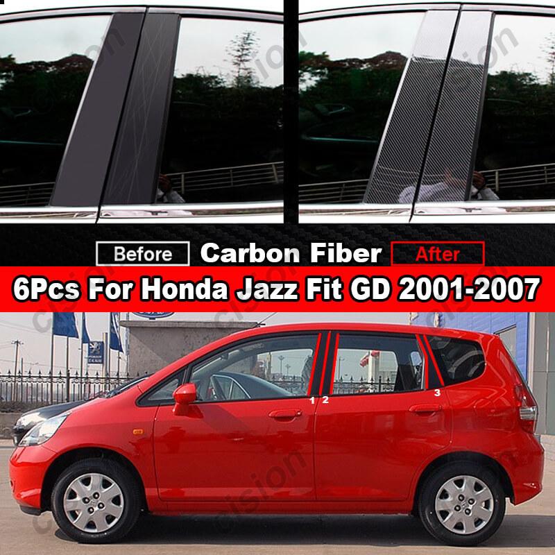 6 шт. Накладка на стойку кузова (B, C, D, BC) для окон двери автомобиля Honda Jazz Fit GD GE GK GS GR 2001- Зеркальный эффект ПЭТ-наклейка