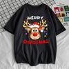 Merry Christmas Reindeer Xmas Family Women T-Shirt Thanksgiving Day Fashion Streetwear O-neck Short-sleeve Cotton Tops