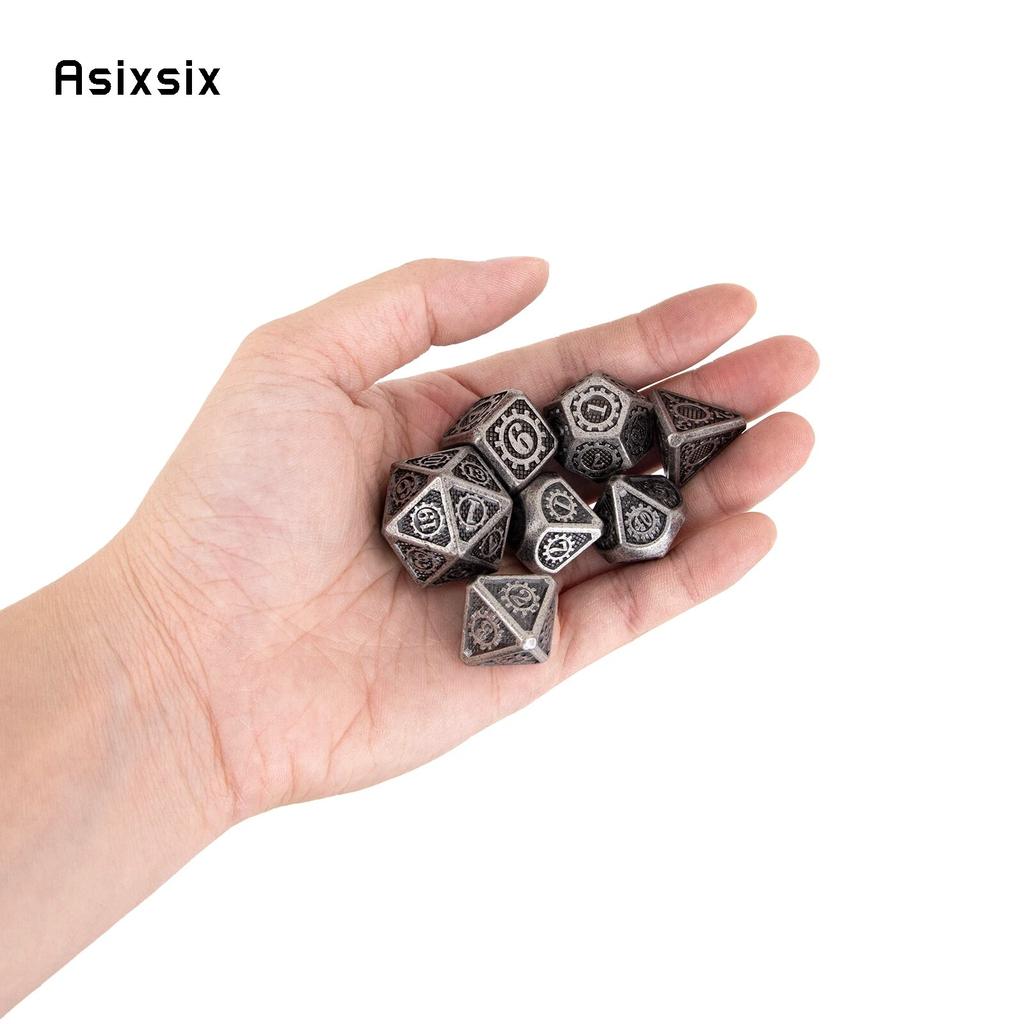 7 шт., черные шестерни, металлические кубики, набор твердых металлических многогранных кубиков, подходящий для ролевой игры, настольной игры, карточной игры