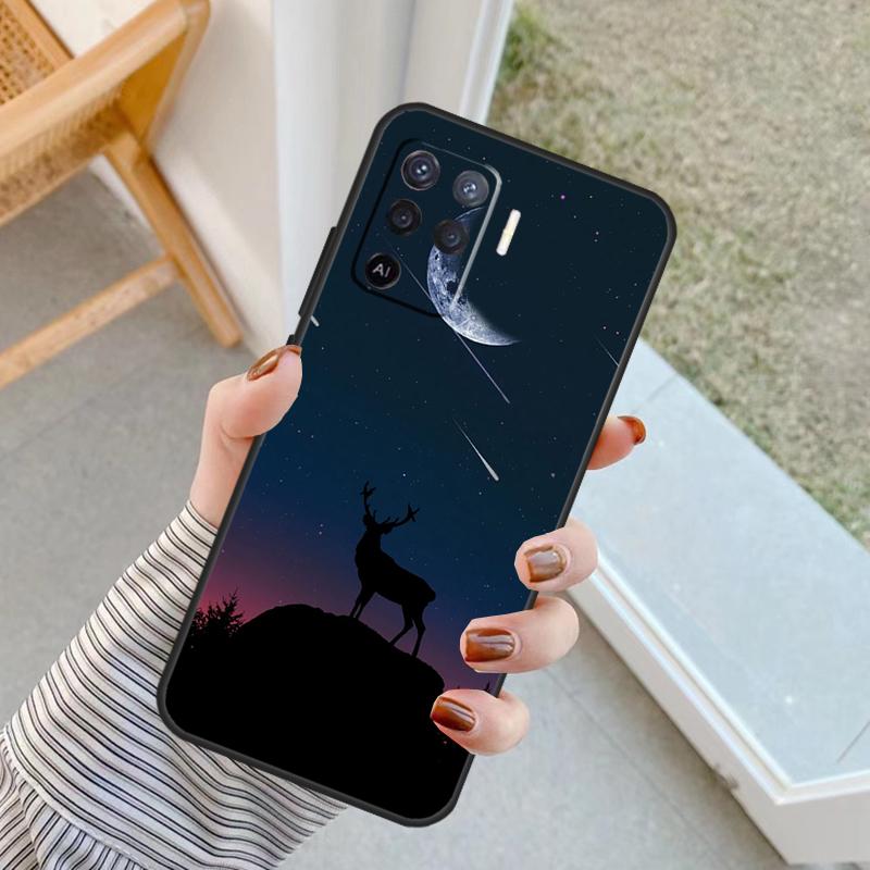 Starry Sky Deer Case For Oppo A60 A80 A40 A17 A57 A77 A74 A54 A94 A78 A98 A18 A38 A58 A96 A76 A16 A15 A5 Pro