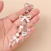 DIY Rhinestone Pendant Zinc Zinc Alloy Bag Charm Cute Pearl Bow Keychain  Car Keyring