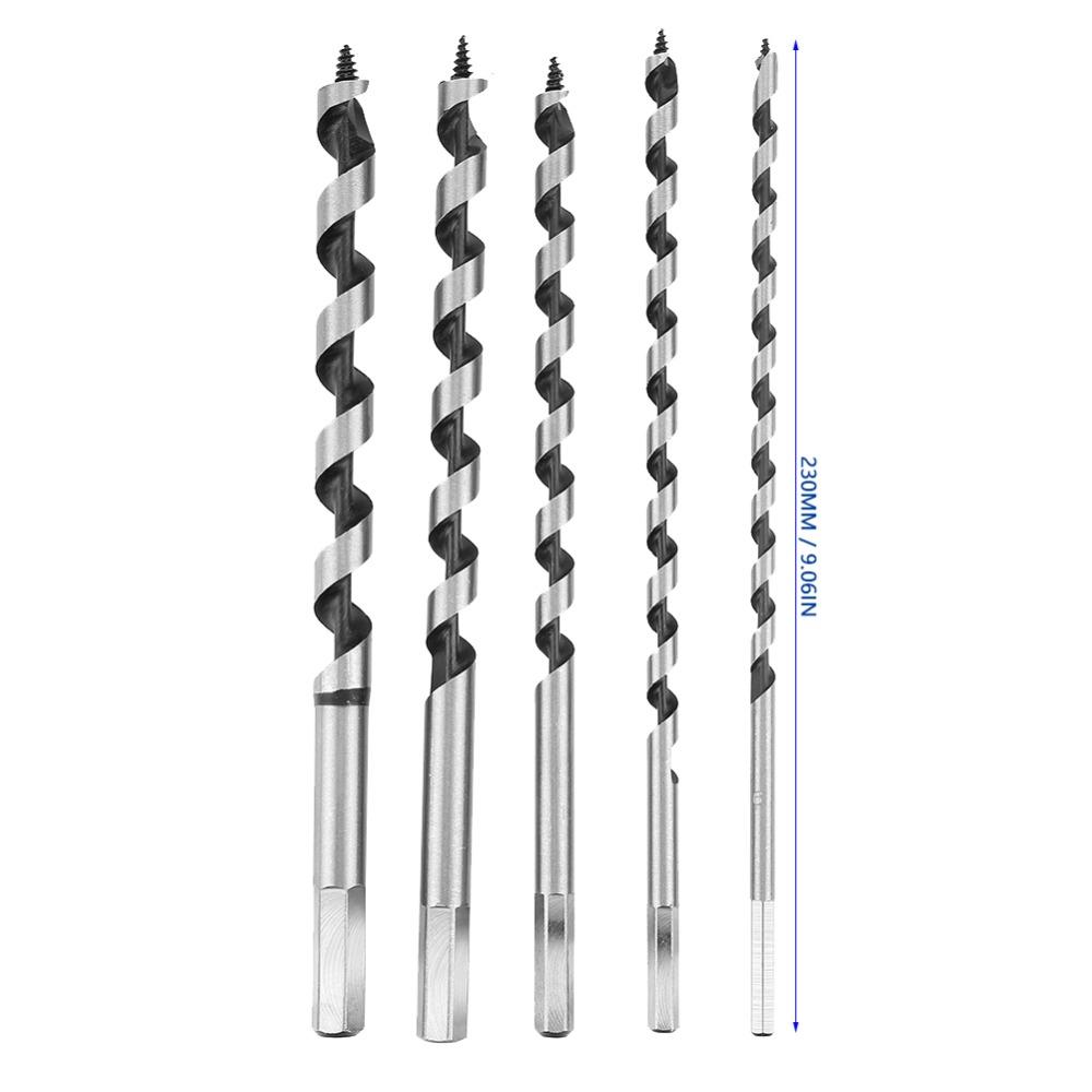 5pcs Carbon Steel Fast Cut Auger Bit Hardened Alloy Steel Wood Drill Bit Set  Wood Drilling