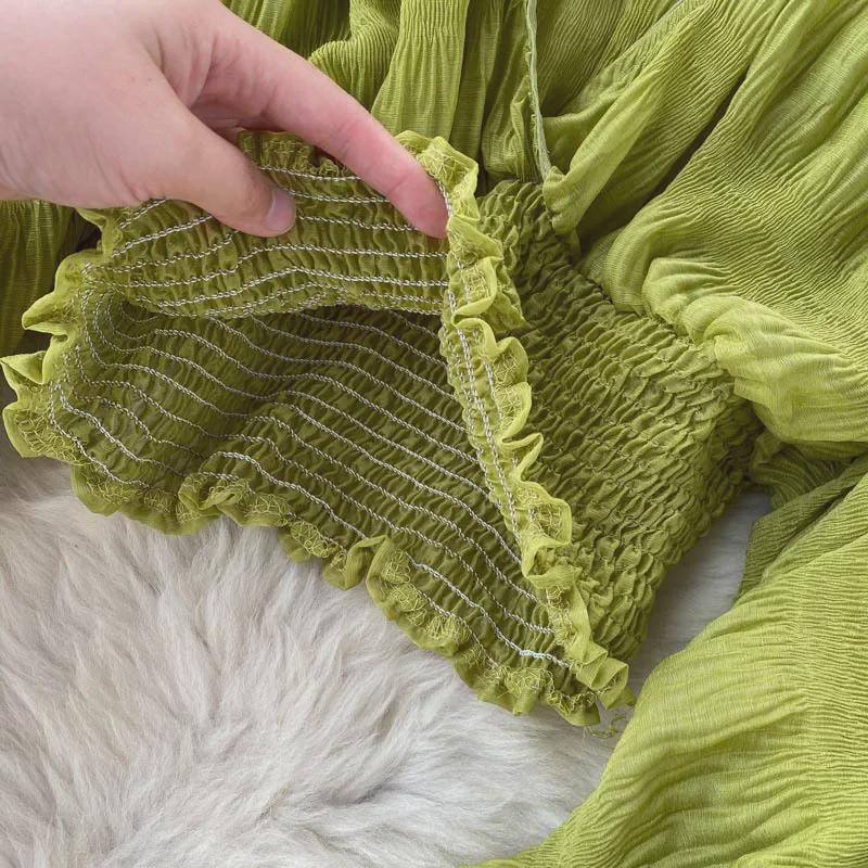 Женский шифоновый топ с рукавами-фонариками – европейский и американский дизайн, облегающий крой, модный и универсальный