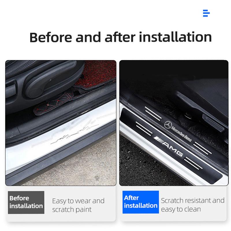 VFO1 1/4/5Pcs Car Door Sill Protector Strip Anti-Scratch Sticker Hubcap For Mercedes Benz AMG GLC GLE CLA GLB W205 W206 W211 GLK W204