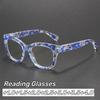 Large Frame Oval Reading Glasses Fashion Personalized Pattern Presbyopia Glasses Spring-Arm Stylish Blue Light Blocking Glasses