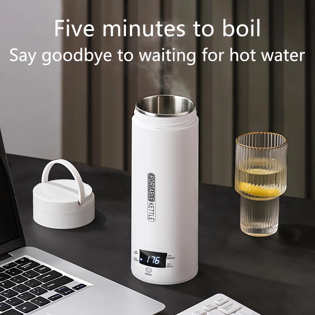 Новый портативный электрический чайник объемом 500 мл, бутылка для кипячения воды, чашка для тушения, дорожный смарт-чайник, регулировка температуры, чайники 304, нагревательная чашка