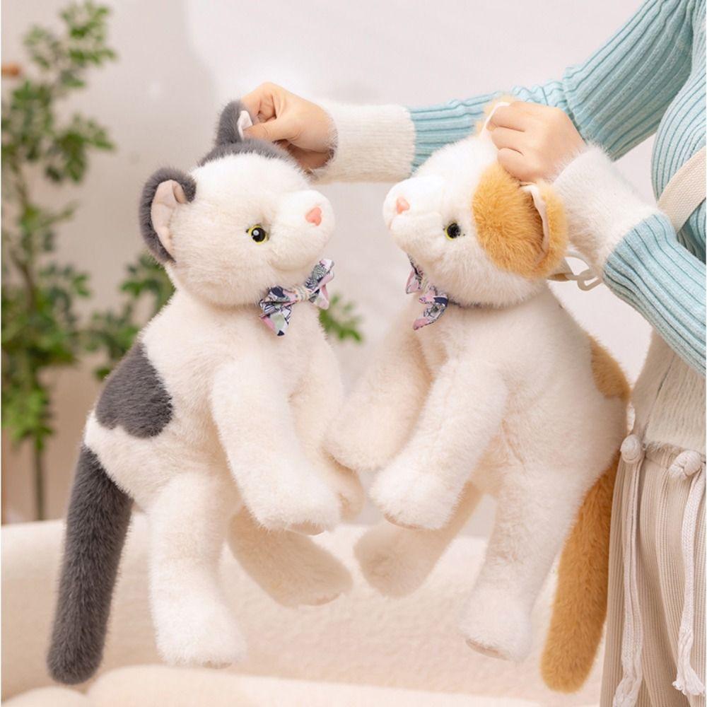 Fluffy Realistic Plush Cat Toys Soft Cat Plush Shoulder Bag Soft Cat Stuffed Toy Children Girl