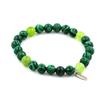 Stones and Minerals. Malachite + Peridot Beaded Bracelet 8 Mm. Made In France.