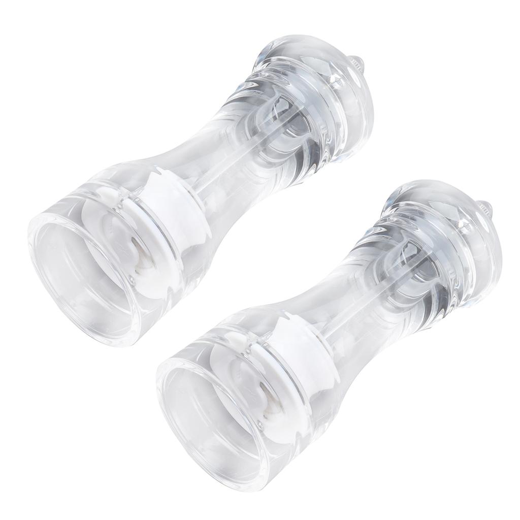 2Pcs Acrylic Manual Grinder Transparent Pepper Salt Mill Spice Jar Grinder Kitchen Grinding Tool6in