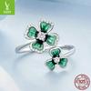 Four-Leaf Clover Open Ring For Women, Small Fresh Lucky Leaf S925 Sterling Silver Ring Jewelry